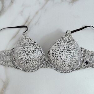 Aerie Black White Leopard Print Push Up Bra, Sz 34C